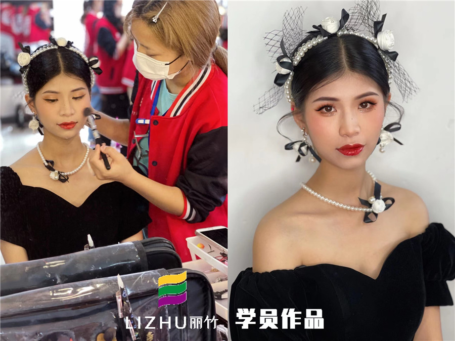 廣西美妝造型培訓(xùn)學(xué)校作品：輕復(fù)古造型、韓式披發(fā)新娘造型