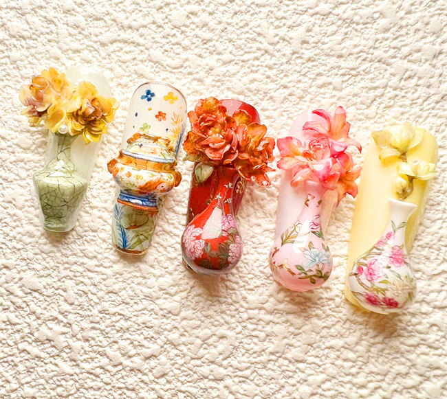 國風瓷器美甲，南寧美甲款式造型作品