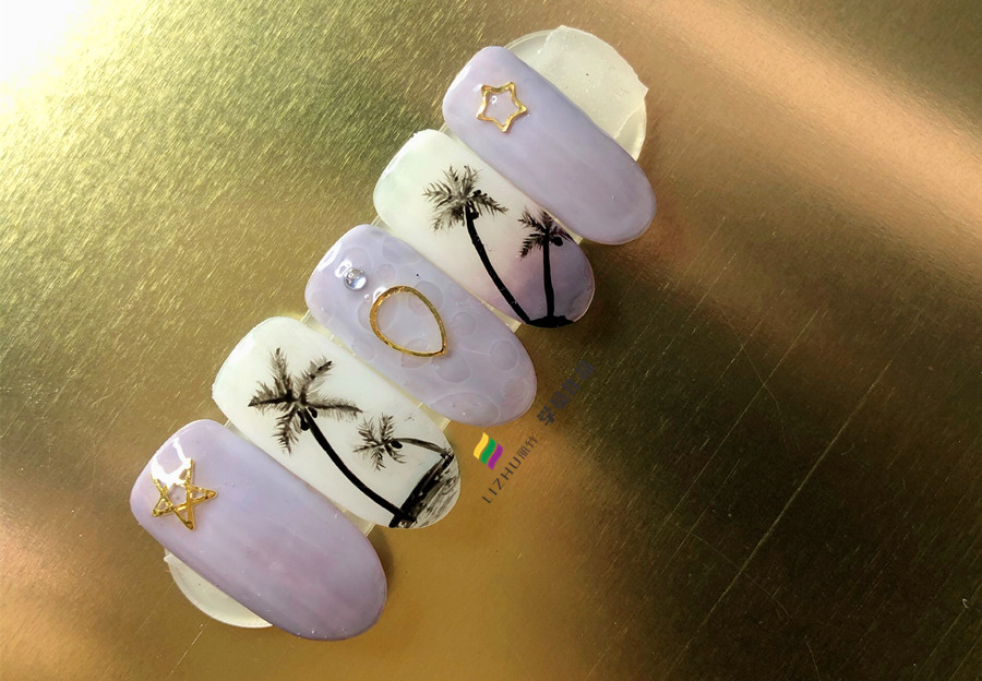 夏日椰樹美甲，零經(jīng)驗在廣西學(xué)美甲學(xué)員作品